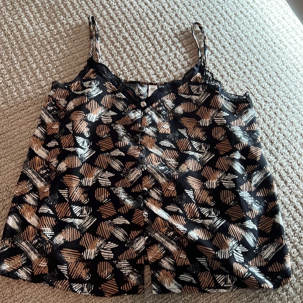 BP Loose Patterned Spaghetti Trap Blouse